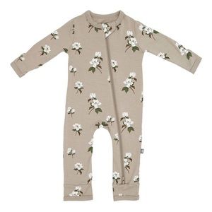 Kyte Baby Zippered Romper in Khaki Magnolia